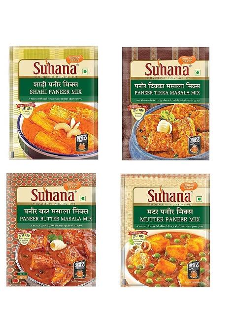 Suhana Paneer Combo Of 8 (Shahi 2 - Butter -Paneer Tikka -Mutter 2) Easy To Cook 1 Count