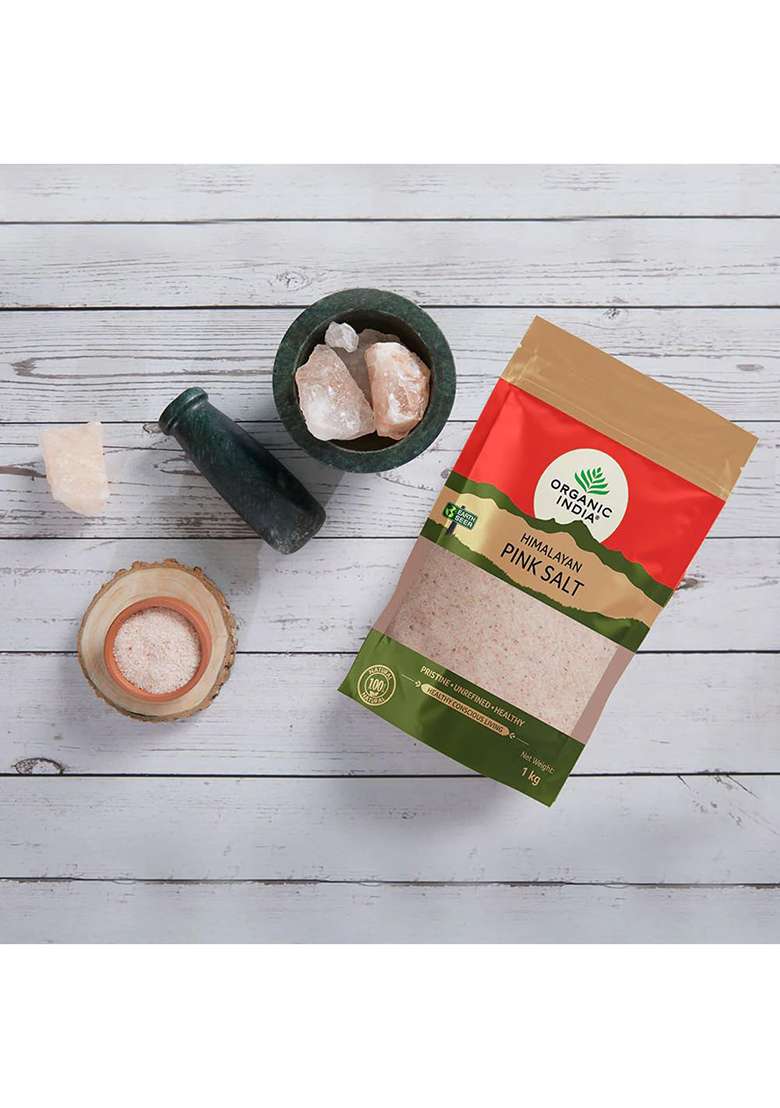Organic India A Tata Product - Pink Rock Salt, 1Kg Pouch - Indya