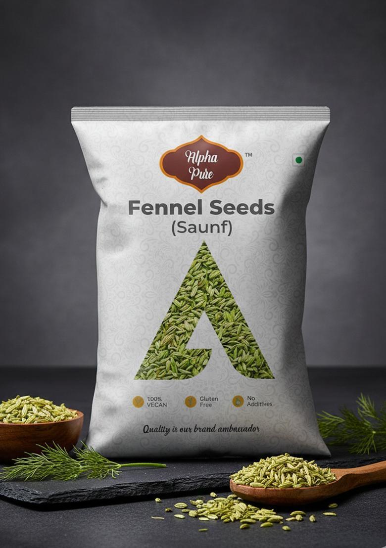 Alpha Pure Fennel Seeds (Saunf) 1Kg | Natural Mouth Freshener & Digestive Whole Saunf For Cooking, Pickles, Desserts, Curries, Masala Blends Traditional Indian Recipes Aromatic Healthy