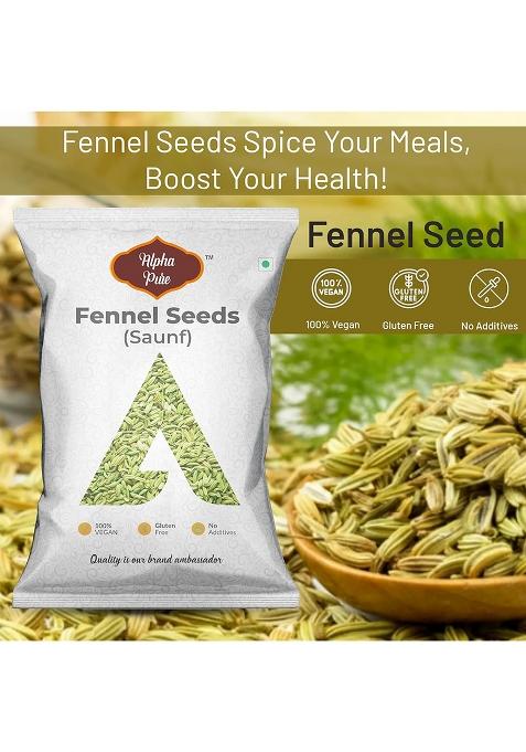 Alpha Pure Fennel Seeds (Saunf) 1Kg | Natural Mouth Freshener & Digestive Whole Saunf For Cooking, Pickles, Desserts, Curries, Masala Blends Traditional Indian Recipes Aromatic Healthy