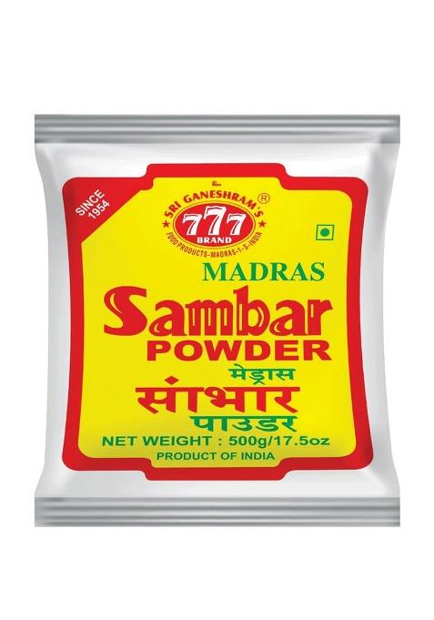 777 Brand Sri Ganeshram'S Sambar Powder 500G | Pure South Indian Masala Freshly Ground Spice Mix For Idli, Dosa & Rice Traditional Madras Style Podi Vegetarian Blend