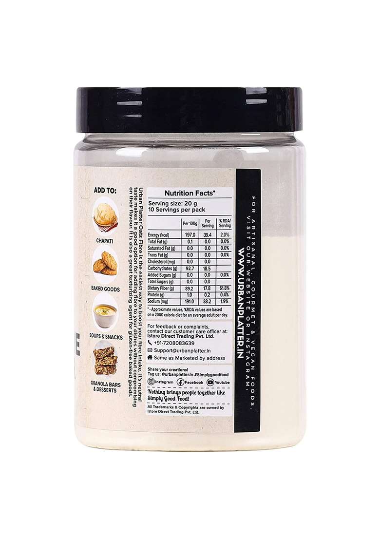 Urban Platter Oats Fiber Powder, 200 G - Indya