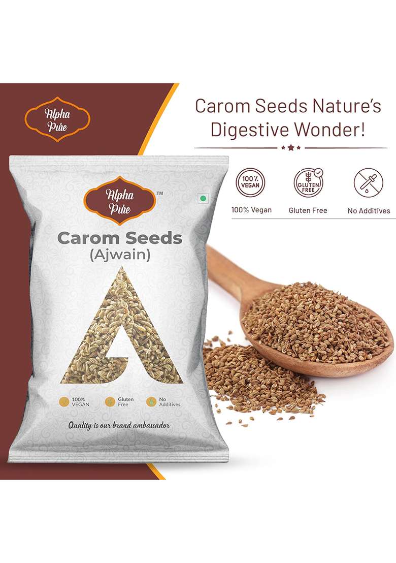 Alpha Pure Carom Seeds Ajwain Whole Spices (Bishop Seeds) 1Kg - Indya