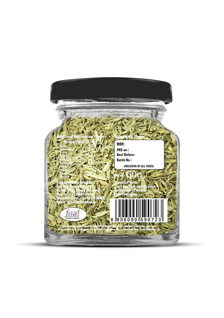 Chef Urbano Thyme 50 G | 100% Natural Premium Herbs And Spices Flakes/Leaves Glass Bottle