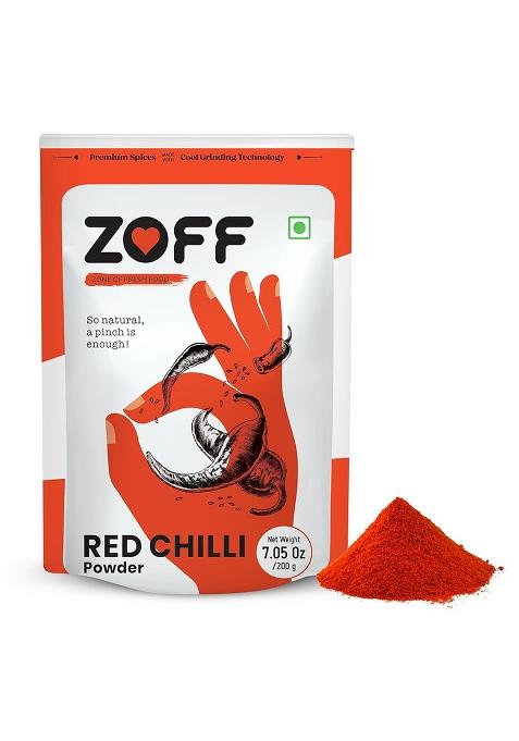 Zoff Red Chilli Powder With Natural Oils - Premium-Quality, Pure & Unadulterated Lal Mirch Sourced From Hand-Picked Chillies Freshness Aroma Preserved Mirchi 200Gms