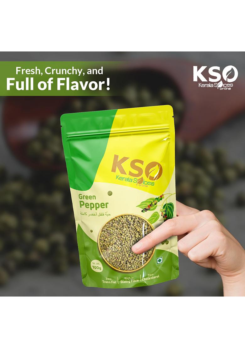 Kerala Spices Keralaspicesonline Green Pepper Whole Kali Mirch Sabut Idukki Homestead Produce For Seasoning Garam Masala, Tea, Rice, Dishes (Pouch Packaging)-100 Grams