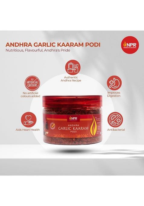 Npr Nandhana Palace Retail Garlic Andhra Kaaram Podi 125G | South Indian Spice Chutney Powder Instant Idli Dosa With Goodness Of Ideal For Idli, Or Rice An Authentic Flavour Burst Pack 4