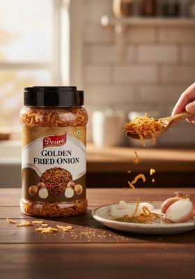 Desire Golden Fried Onion 500G | Pack Of 2 In Jar Flakes |Birista Pyaz Used For Biryani,Gravies, Indian Curries