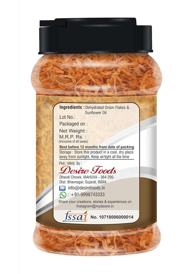 Desire Golden Fried Onion 500G | Pack Of 2 In Jar Flakes |Birista Pyaz Used For Biryani,Gravies, Indian Curries - Indya