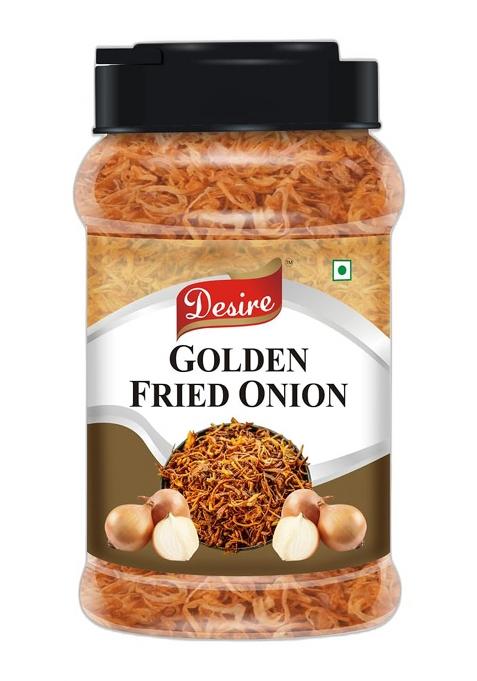 Desire Golden Fried Onion 500G | Pack Of 2 In Jar Flakes |Birista Pyaz Used For Biryani,Gravies, Indian Curries