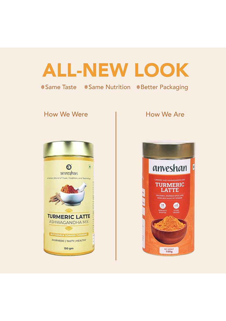 Anveshan Turmeric Latte 100G | Healthy Ayurvedic Remedy With Ashwagandha Mix For Golden Milk Haldi
