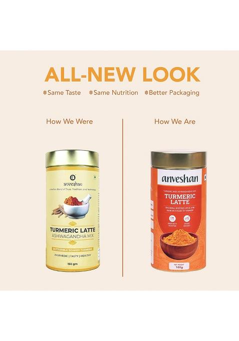 Anveshan Turmeric Latte 100G | Healthy Ayurvedic Remedy With Ashwagandha Mix For Golden Milk Haldi