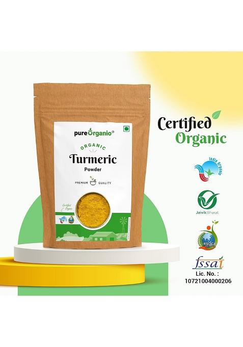 Pure Organio Organic Turmeric Powder, Haldi Powder Organic, Ideal For Eating, Drinking, Cooking