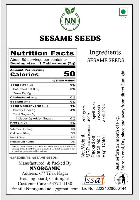 Nnorganic Sesame Seeds