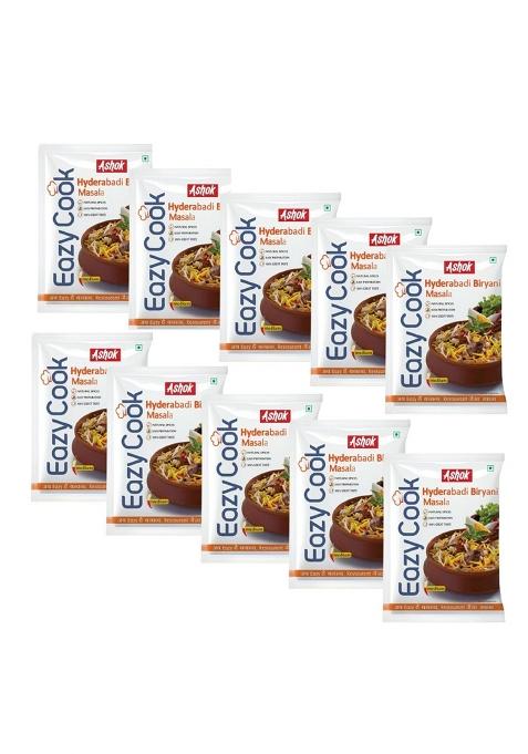 Ashok Hyderabadi Biryani Masala For Veg, Chicken & Mutton Biryani, Blended Spices With Natural Ingredients - 40 Gm (Pack Of 10)