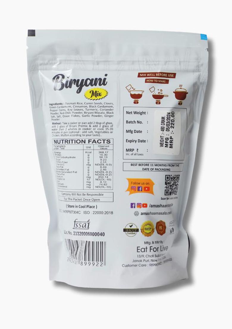 Amashaa Masala Eat For Live... Biryani Mix