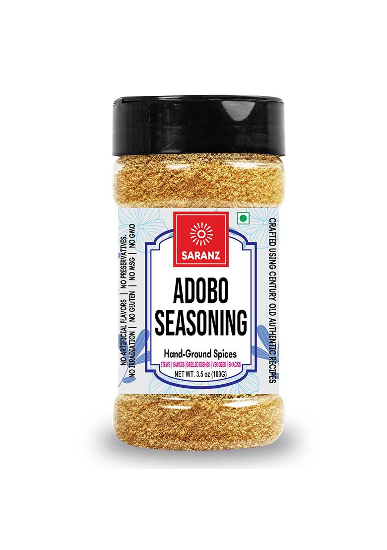 Saranz Adobo Mix Exotic Seasoning Perfect For Snacks, Appetizers|Hand-Grounded Spices|Made With Onion Powder, Garlic Paprika, Black Pepper| Fresh Powder Grilling & Marinade Powder-100 Grams Sprinkler Jar