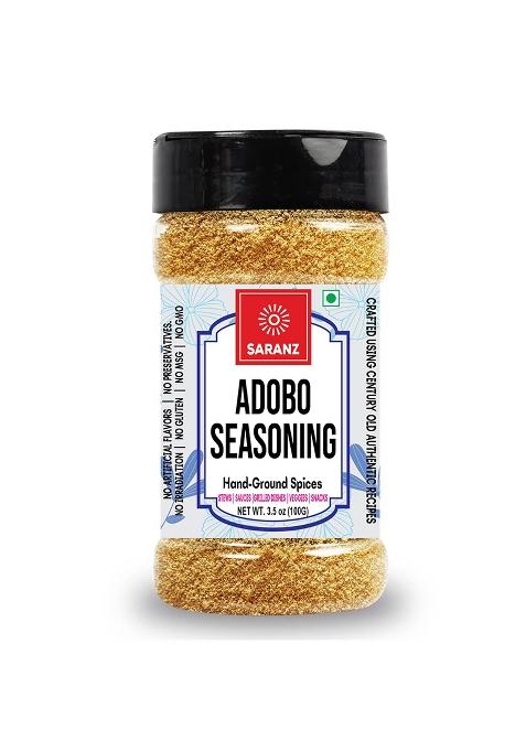 Saranz Adobo Mix Exotic Seasoning Perfect For Snacks, Appetizers|Hand-Grounded Spices|Made With Onion Powder, Garlic Paprika, Black Pepper| Fresh Powder Grilling & Marinade Powder-100 Grams Sprinkler Jar