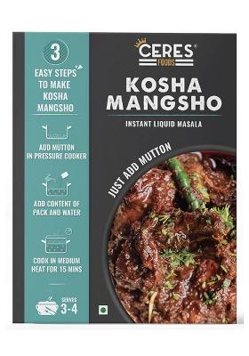 Ceres Foods Kolkata Kosha Mutton Instant Liquid Masala | Cooking Paste Curry Mix Shipped Fresh Mangsho Ready To Cook Gravy |Kosha Masala| Bengali Recipe Meat Chicken Easy 3 Steps Authentic Spices| In 15 Mins Serves 4 No Preservatives, Colours Or Artificial Flavours 200G Just Add