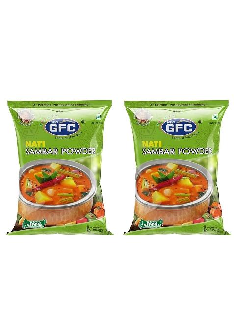 New Gfc Nati Sambar Powder 200G Pack Of 2, 100% Natural Authentic Recipe Masala, Iso 9001:2015 Certified, Traditional South Indian Style