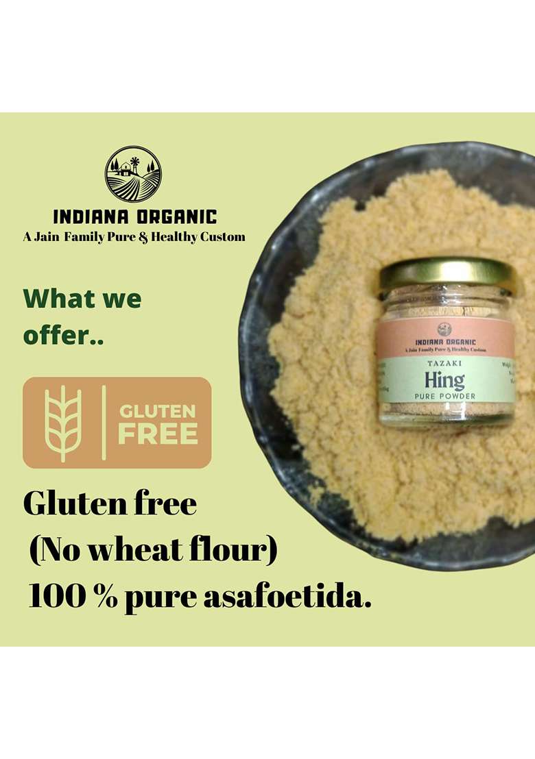 Indiana Organic Asafeotida Powder, Pure Super Strong Hing Powder | Gluten Free, No Wheat Or Maida - 25 Gram - Indya