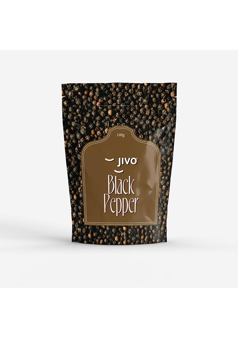 Jivo Black Pepper Whole Natural Peppercorns | Premium Kali Mirch Perfect For Cooking, Baking & Seasoning No Artificial Colors, Preservatives, Or Taste Enhancers Pepper- 100G