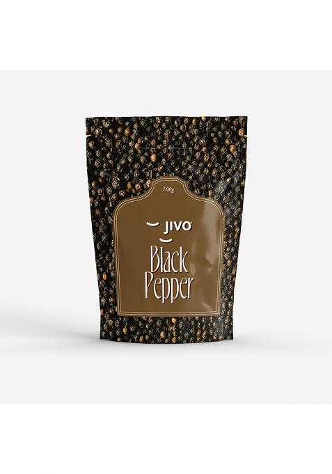 Jivo Black Pepper Whole Natural Peppercorns | Premium Kali Mirch Perfect For Cooking, Baking & Seasoning No Artificial Colors, Preservatives, Or Taste Enhancers Pepper- 100G