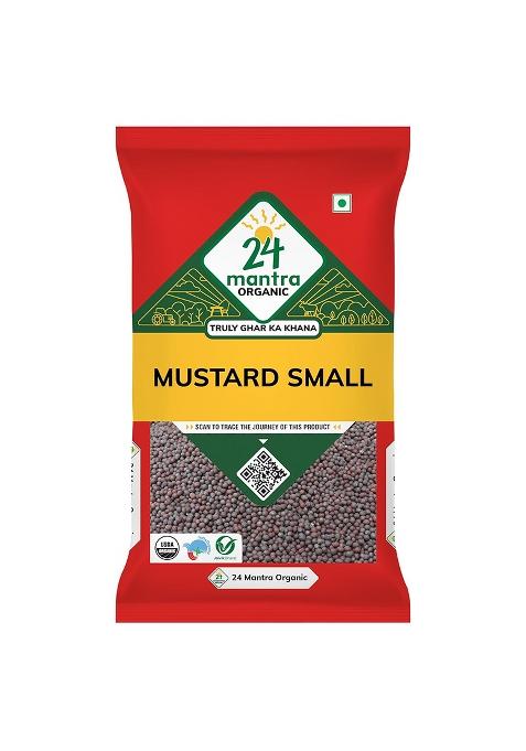 24 Mantra Organic Mustard Seeds Big/Sarson K Beenj/Ava Ginjalu - 100Gms | Pack Of 1 Chemical Free & Pesticides Unadulterated Rich Flavour Minimally Processed