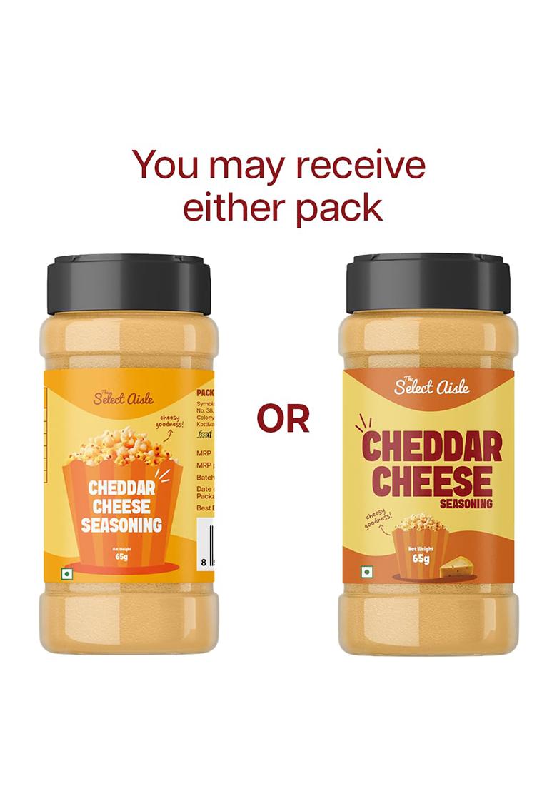 The Select Aisle Cheddar Cheese Seasoning 65G | Perfect For Popcorn, Fries, Chips, Nachos, Pasta & Snacks Rich Savory Powder Ready-To-Sprinkle Vegetarian No Artificial Additives