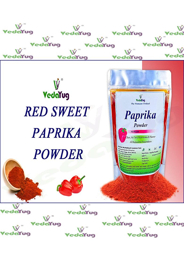 Vy Vedayug Red Sweet Paprika Powder 100G | 100% Pure Non-Smoked Mild Chilli For Cooking, Pizza, Pasta & Seasoning No Preservatives