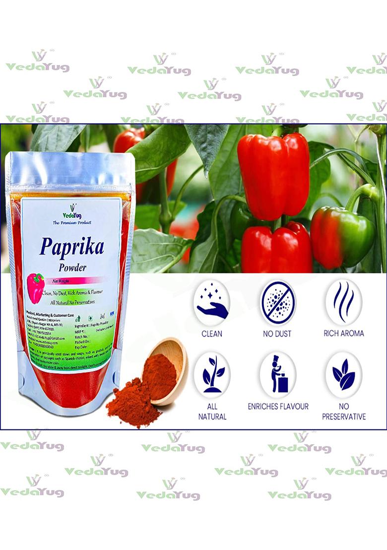 Vy Vedayug Red Sweet Paprika Powder 100G | 100% Pure Non-Smoked Mild Chilli For Cooking, Pizza, Pasta & Seasoning No Preservatives