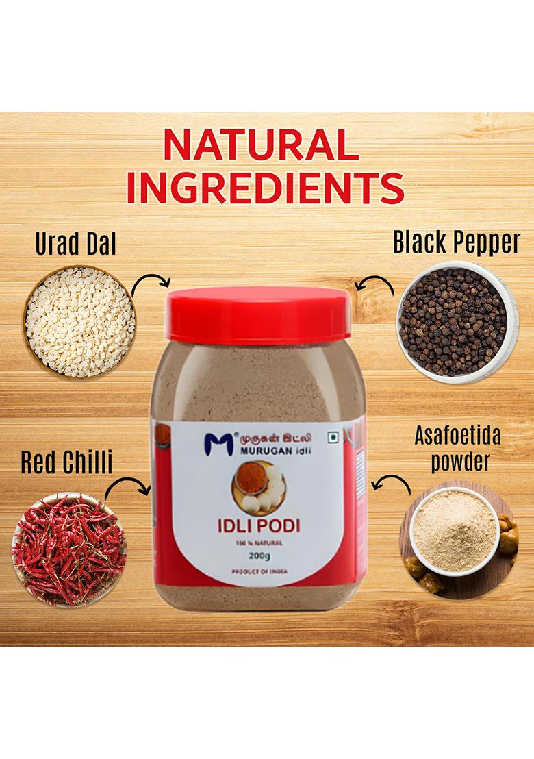 Murugan Idli Podi & Dosa Each 1 |Pack Of 2 (200G + 200G) | Authentic South Indian Spiced Powder For Dosa, Perfect Breakfast, Snacks Cooking Traditional Flavor Rich