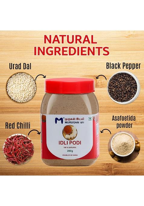 Murugan Idli Podi & Dosa Each 1 |Pack Of 2 (200G + 200G) | Authentic South Indian Spiced Powder For Dosa, Perfect Breakfast, Snacks Cooking Traditional Flavor Rich