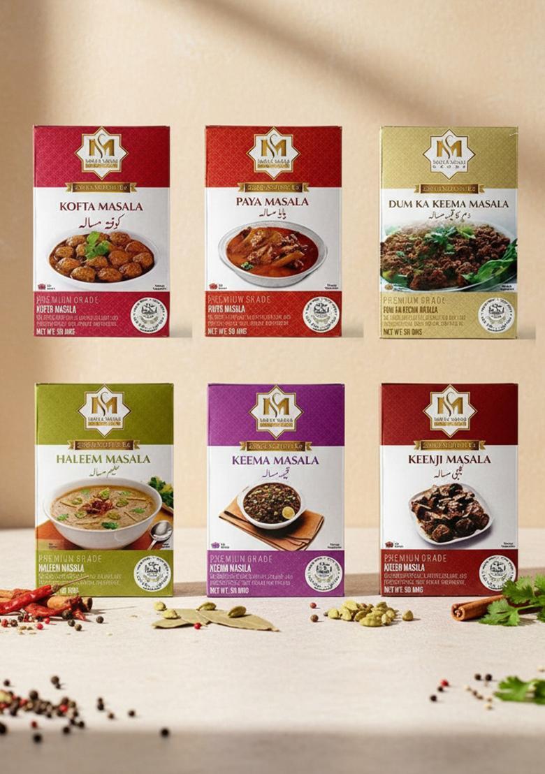 Mirza Sahab Kitchen Masala Spices Delight Dum Ka Keema Haleem Kaleji Paya Kofta Masala, Variety Pack, 10.58 Oz / 300 G