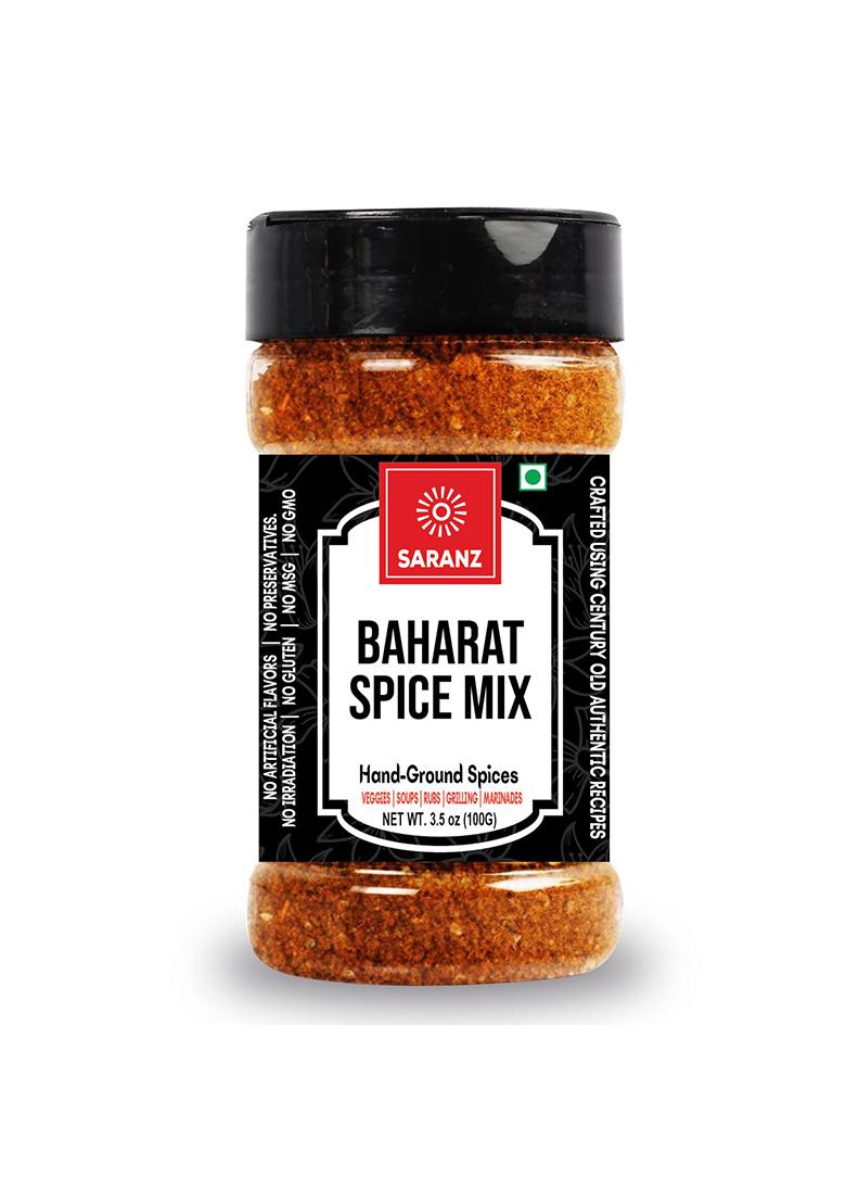 Saranz Baharat Spice Mix | Used In Vegetable Curry, Chicken Fish Soup Aromatic And Flavoured Vegan Peppery, Sweet-Spiced Dairy Free Gluten -100 Grams Sprinkler Jar