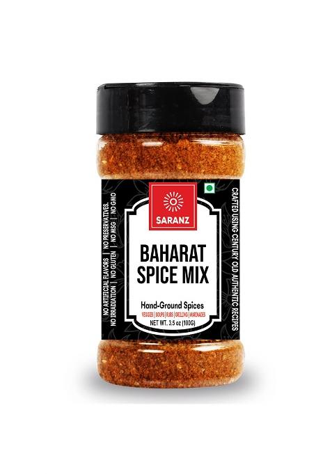 Saranz Baharat Spice Mix | Used In Vegetable Curry, Chicken Fish Soup Aromatic And Flavoured Vegan Peppery, Sweet-Spiced Dairy Free Gluten -100 Grams Sprinkler Jar