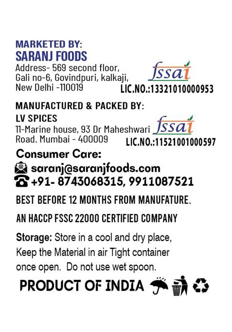 Saranz Baharat Spice Mix | Used In Vegetable Curry, Chicken Fish Soup Aromatic And Flavoured Vegan Peppery, Sweet-Spiced Dairy Free Gluten -100 Grams Sprinkler Jar