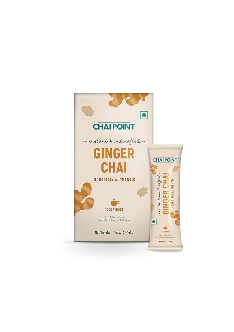 Chai Point Instant Ginger Tea Premix 10 Sachets | Authentic Adrak With Assam & Natural Flavor Ready To Drink Hot Anywhere, Anytime