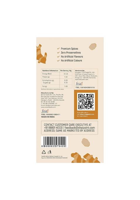 Chai Point Instant Ginger Tea Premix 10 Sachets | Authentic Adrak With Assam & Natural Flavor Ready To Drink Hot Anywhere, Anytime