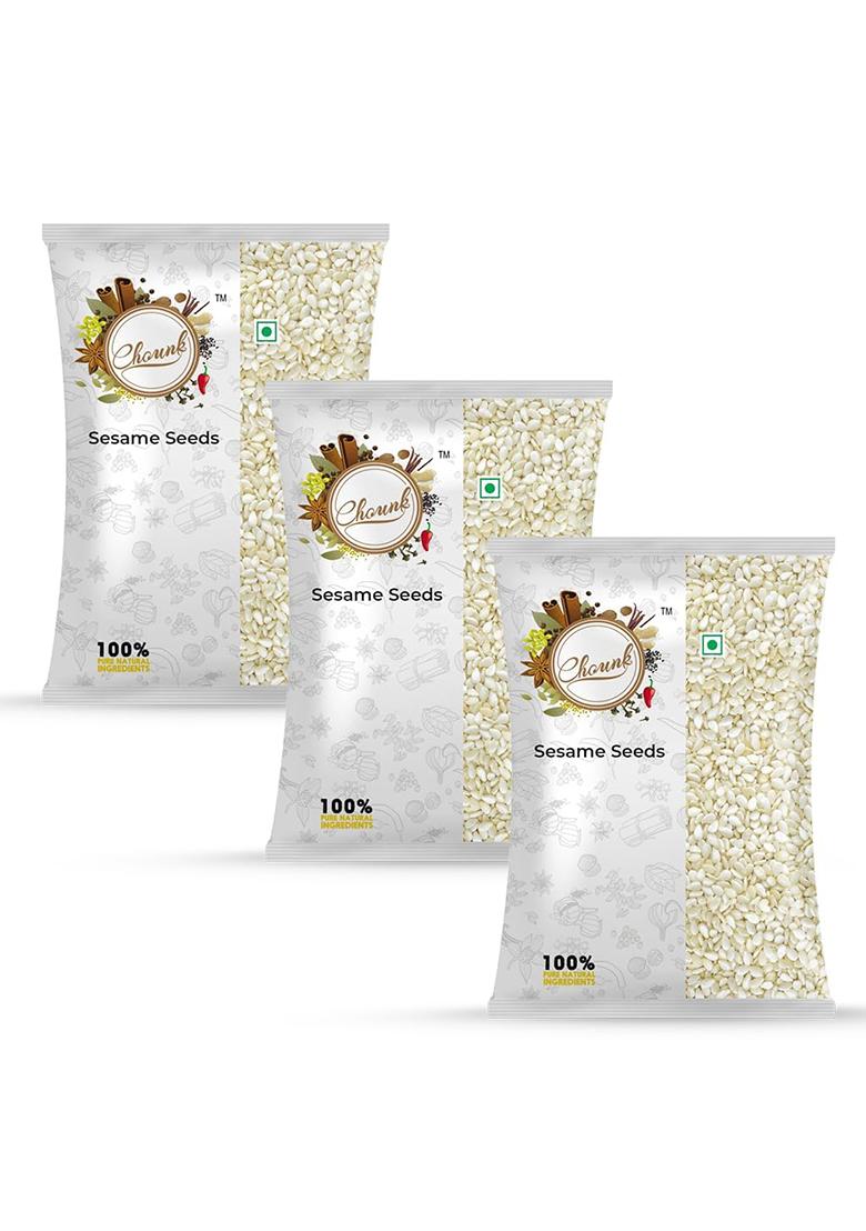 Chounk White Sesame Seeds | Clean And Natural Til Raw For Eating Everyday Essentials Indian Spices Safed Non