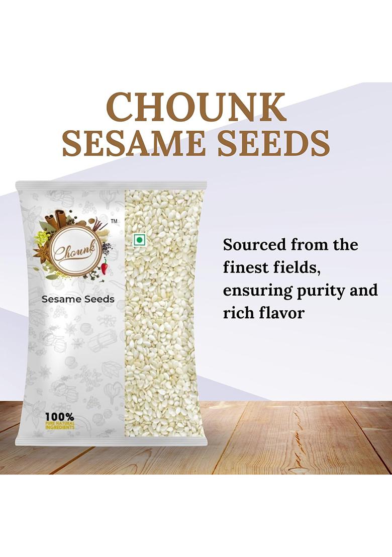 Chounk White Sesame Seeds | Clean And Natural Til Raw For Eating Everyday Essentials Indian Spices Safed Non