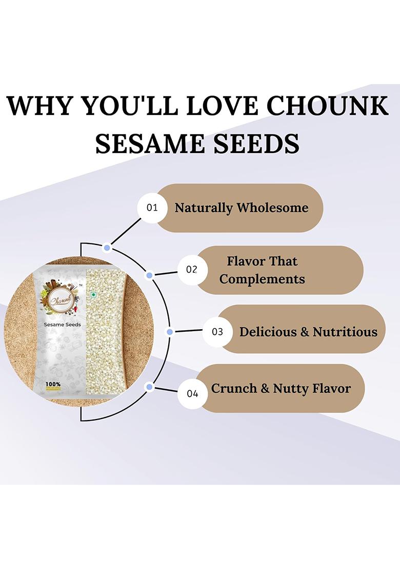 Chounk White Sesame Seeds | Clean And Natural Til Raw For Eating Everyday Essentials Indian Spices Safed Non