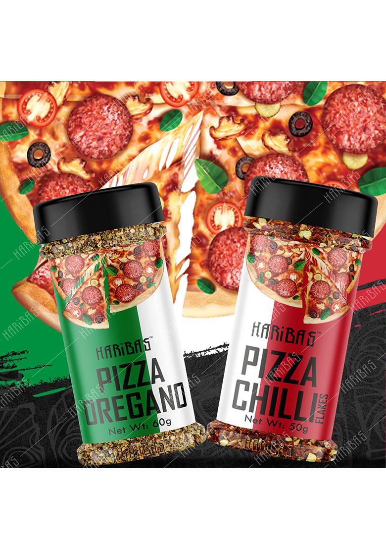 Haribas Italian Combo Oregano 40Gm And Chilli Flakes Sprinkler | Flakes/Leaves Pack Of 2 Herbs Seasoning Masala Powder