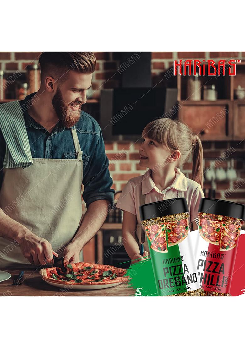 Haribas Italian Combo Oregano 40Gm And Chilli Flakes Sprinkler | Flakes/Leaves Pack Of 2 Herbs Seasoning Masala Powder