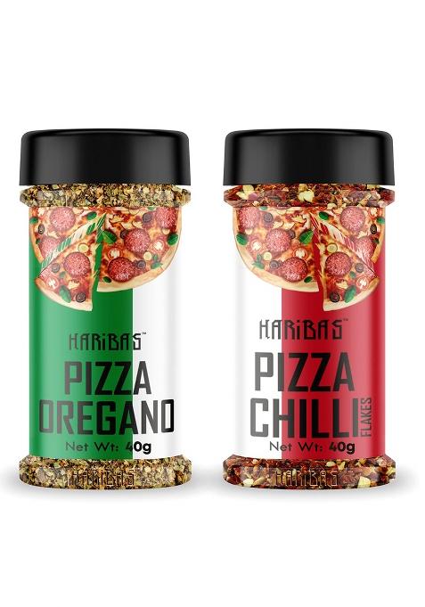 Haribas Italian Combo Oregano 40Gm And Chilli Flakes Sprinkler | Flakes/Leaves Pack Of 2 Herbs Seasoning Masala Powder