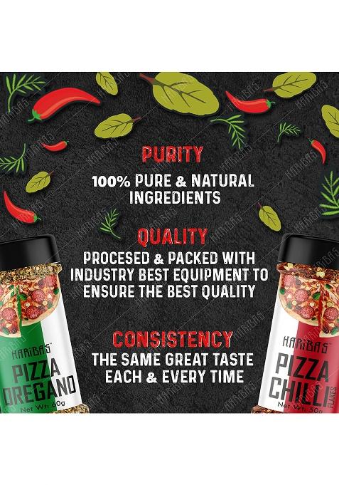 Haribas Italian Combo Oregano 40Gm And Chilli Flakes Sprinkler | Flakes/Leaves Pack Of 2 Herbs Seasoning Masala Powder