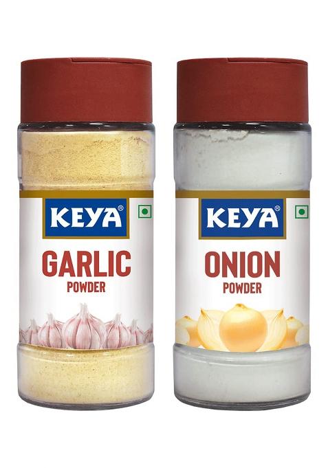 Keya Combo Of Garlic Powder 55Gm, Onion 50Gm | Ready To Use Sourced From Whole Zero Added Colours, Fillers, Additives & Preservatives Pack 2