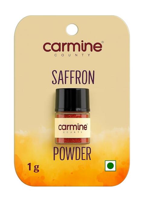Carmine County Premium Saffron Powder 1G 100% Pure & Natural | Sun-Dried Grade A Kesar Chandan Tilak I Easy-To-Use Pack For Cooking, Baking, Milk Desserts