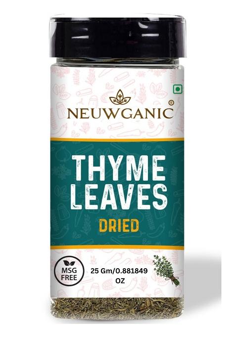 Neuwganic - Thyme Leaves (Dried) | Ajwain Whole Natural & Aromatic Herb For Seasoning, Cooking Garnishing Ideal Soups, Sauces, Marinades 25 Gm