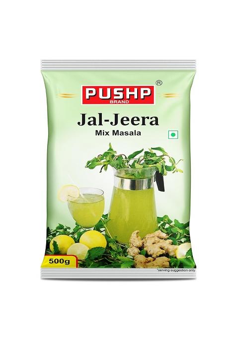 Pushp Brand Jal Jeera Powder (Masala) 500 G Pouch | Pack Of 1 Instant Drink Mix Masala For Refreshing Summer & Chat, Mint Cumin Blend, No Artificial Colours Hygienically Packed